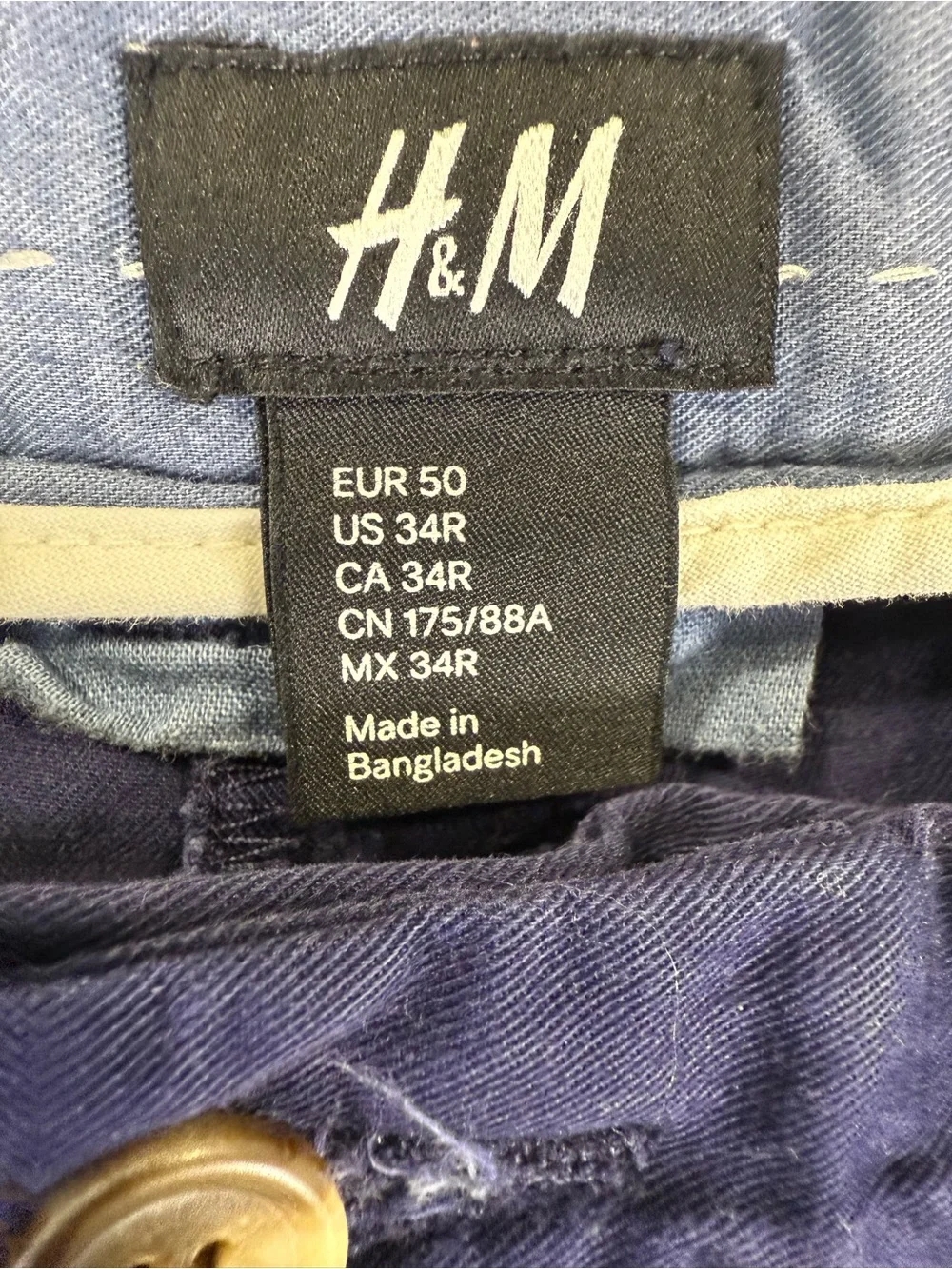H&M Navy Blue Men’s Flat-Front Cotton Shorts